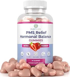Daily Hormonal Balance for Women (50% More Chews) PMS Gummies with Cranberry, Chasteberry, VIT B6 - PMS Support Supplement for Women for Natural PMS Relief of Cramping, Bloating, Irritability - Vegan
