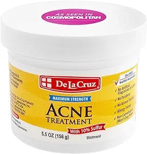 De La Cruz 10% Sulfur Ointment Cystic Acne Spot Treatment for Face and Body - Medication to Clear Pimples and Blackheads - Made in The USA