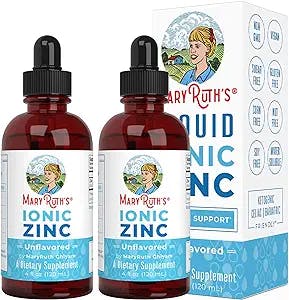Mary Ruth's Liquid Ionic Zinc Liquid Drops for Immune Support Unflavored 4oz.(120 ml) 2 Pack