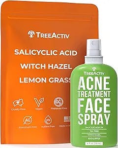 Acne Treatment Face Spray, 4 fl oz, Reduces Hormonal, Severe, Cystic Acne, Clean Clarifying Salicylic Acid Face Mist for Women and Men, Pore Minimizer for Facial Skin Care, 1000+ Sprays by TreeActiv