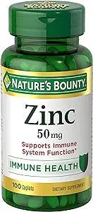 Nature's Bounty Zinc, Immune Support, 50 mg, Caplets, 100 Ct