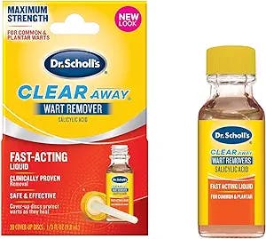 Dr. Scholl's Liquid Wart Remover (.33 oz) with 20 Cover Up Discs, Safe for Children and Kids 4+, Salicylic Acid for Plantar Wart Removal