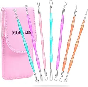Pimple Popper Tool Kit, MORGLES 14-Heads Professional Stainless Acne Zit Popper Extraction Tools for Facial Nose with Leather Case
