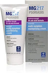MG217 Medicated Moisturizing Psoriasis Cream With 3% Salicylic Acid, Multi-symptom, Fragrance Free, 3.5 Fl Oz, (5604)