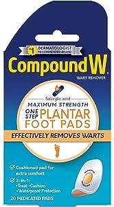 Compound W Maximum Strength One Step Plantar Wart Remover Foot Pads, 20 Count