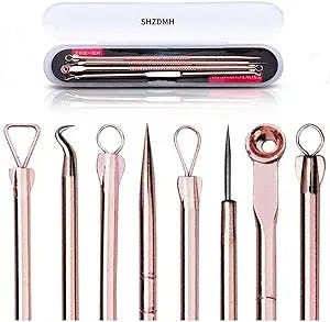 Blackhead Remover Pimple Comedone Extractor Tool Acne Kit - Treatment for Blemish, Whitehead Popping, Zit Removing for Risk Free Nose Face Skin(Gold)