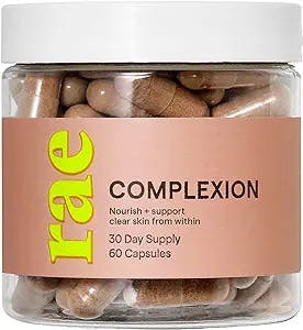 Rae Wellness Complexion Capsules - Natural Glowing Skin Supplement with Vitamin C, Vitamin A, White Willow Bark, Zinc & More - Vegan, Non-GMO, Gluten-Free - 60 Caps (30 Servings)