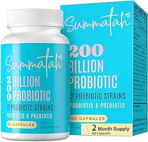 200 Billion CFU Probiotics - High Potency Probiotics for Women and Men, 12 Probiotic Strains with 3 Prebiotic, for Immune Digestive Gut Health Bloating & Gas, Shelf Stable - 60 Caps (60 Days Supply)