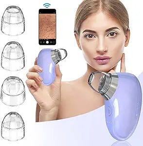 Blackhead Remover Pore Vacuum with Camera, DCOVOR Professional Visual Pimple Sucker Acne Comedones Extractor, 3 Suction Power & 4 Probes Rechargeable Face Cleaning Tool for Men Women, Purple