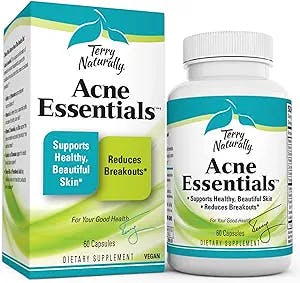 Terry Naturally Acne Essentials - 60 Vegan Capsules - Skin Support Supplement, Reduces Occasional Breakouts, Promotes Clear, Fresh Skin - Non-GMO, Gluten-Free - 60 Servings