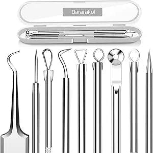 5PCS Blackhead Remover Comedone Extractor, Curved Blackhead Tweezers Kit, Professional Stainless Pimple Acne Blemish Removal Tools Kit
