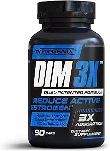 PrimeGENIX DIM 3X - Diindolylmethane DIM Supplement for Estrogen Metabolism, Hormone Balance & Body Building
