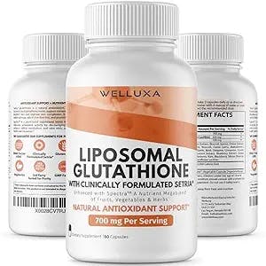 Liposomal Glutathione (Setria® 700 mg) - Glutathione - Glutathione Supplement - Active Form Pure Glutathione - Enhanced Absorption - Non GMO Antioxidant, Detox, Cardiovascular, Immune Health (60 ct)