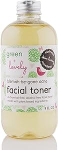 Blemish Be Gone Acne Facial Toner, Naturally Derived Acne Solution for Teens, Kids, and Adults with Apple Cider Vinegar, Witch Hazel, Bergamot - Zero Harsh Chemical Acids, 9 oz - green + lovely