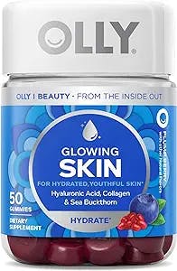 OLLY Glowing Skin Gummy, 25 Day Supply (50 Count), Plump Berry, Hyaluronic Acid, Collagen, Sea Buckthorn, Chewable Supplement (Packaging May Vary)