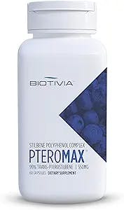 Biotivia Pteromax – Pterostilbene, Trans-Resveratrol, Pomegranate, Grape Seed, Green Tea, Polydatin, 425mg x 60 Vegan Capsules