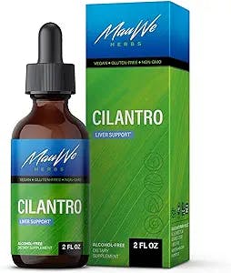 MAUWE HERBS Cilantro Supplement - Organic Cilantro Leaf Liquid Extract - Coriandrum Sativum Drops for Body Cleansing & Detox - Cilantro Tincture Alcohol Free 2 fl. Oz