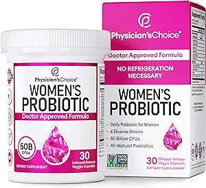 Probiotics for Women - 50 Billion CFU - 6 Diverse Strains For Women + Organic Prebiotics - Digestive, UT, & Feminine Health Support - With D-Mannose & Cranberry Extract - Womens Probiotic - 30ct