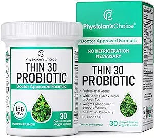 Physician's CHOICE Probiotics for Weight Management & Bloating- 6 Probiotic Strains - ACV - Green Tea & Cayenne - Supports Metabolism & Gut Health - Weight Management for Women & Men - 30 ct
