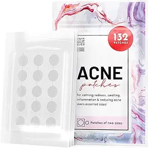 LE GUSHE Acne Patches 132 Dots 3 Sizes 8 mm, 10 mm, 12 mm - Hydrocolloid Pimple Patches Blemish Protective Cover Absorbing Spot Treatment Hydrocolloid Dressing Zit Sticker Healing Dot